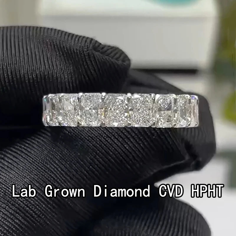 Radiant-cut lab-grown diamond eternity band
