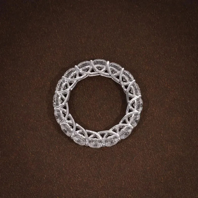 Gold band set with round lab-grown diamonds