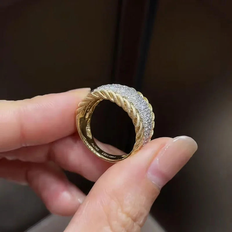 Vintage-inspired gold braid lab-grown diamond ring