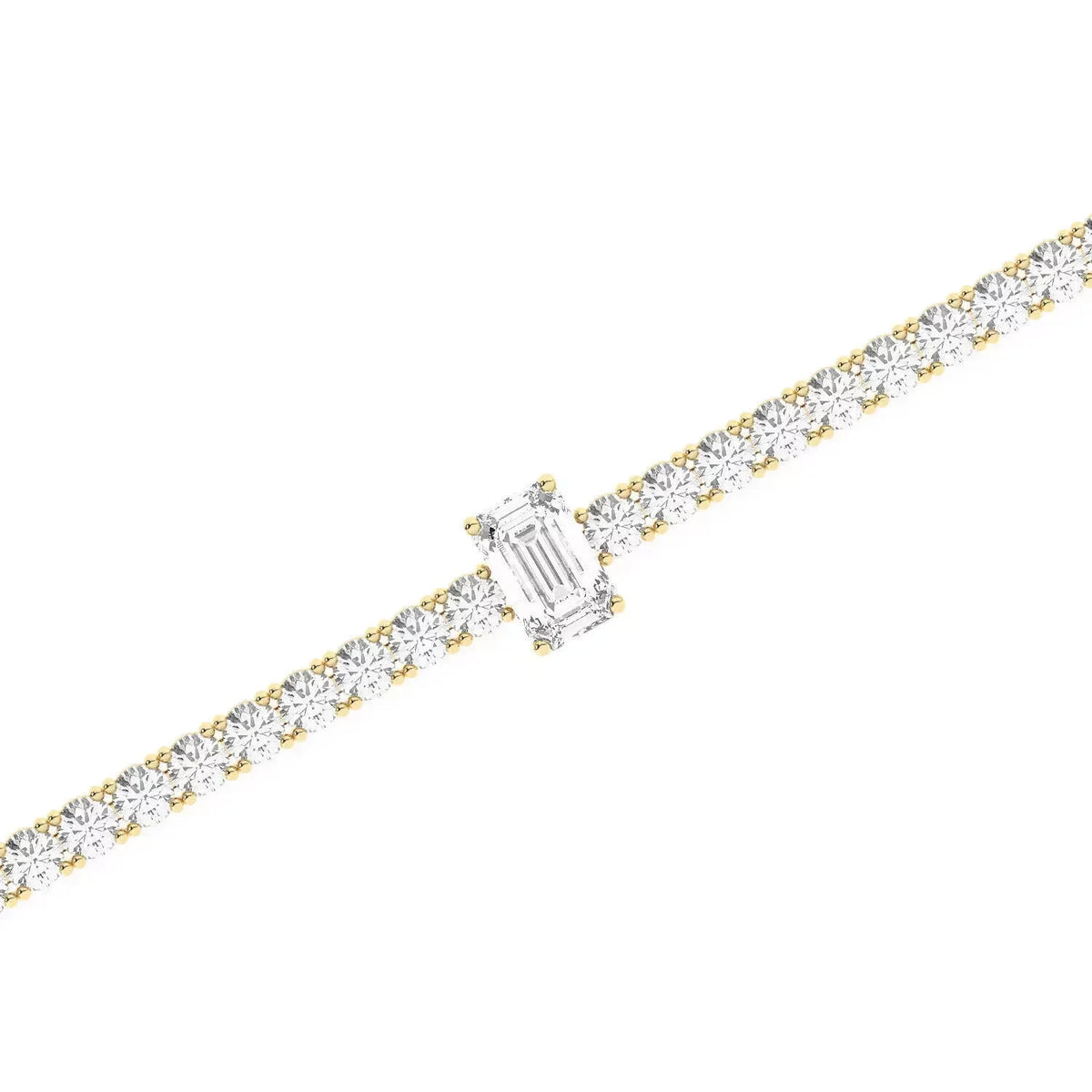 Mixed emerald and round diamond bracelet