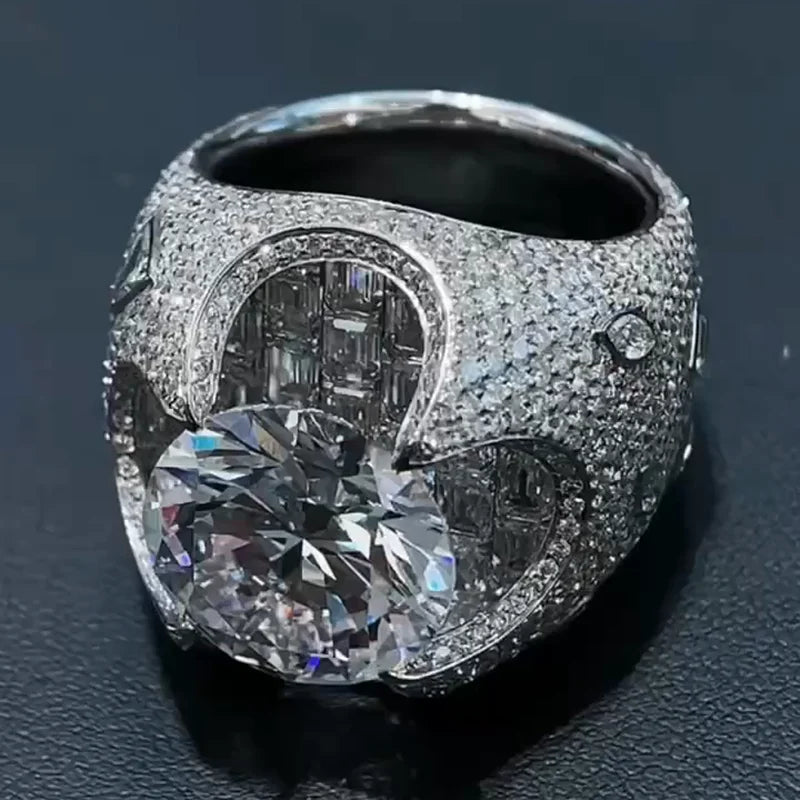 Round lab-grown diamond men's engagement ring