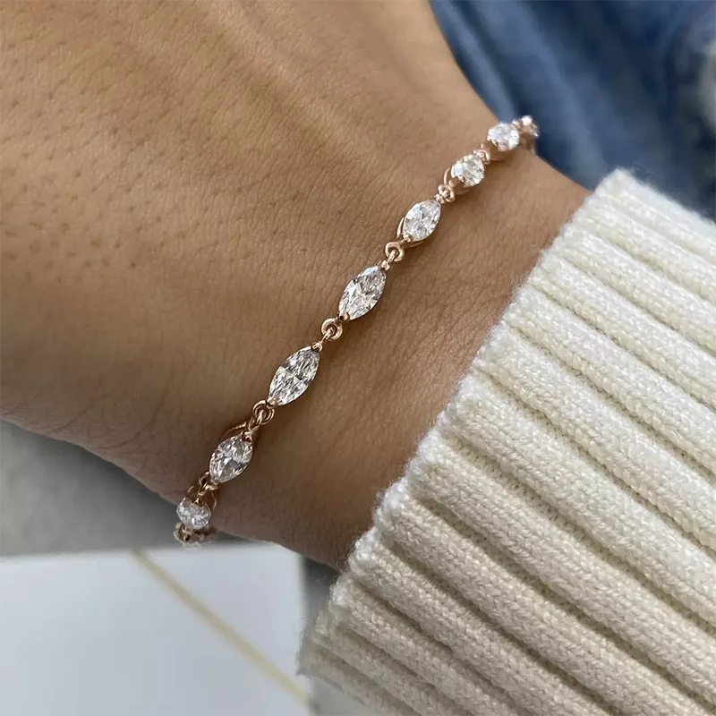 Marquise-cut diamond line bracelet