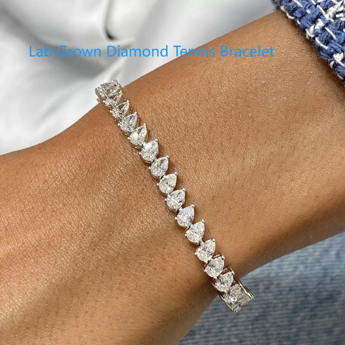 Pear lab-grown diamond tennis bracelet