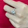 Oval lab-grown diamond halo engagement ring
