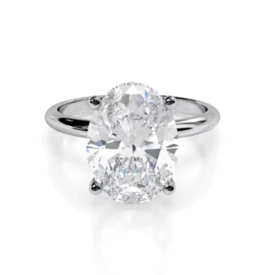 Oval-cut lab-grown diamond engagement ring