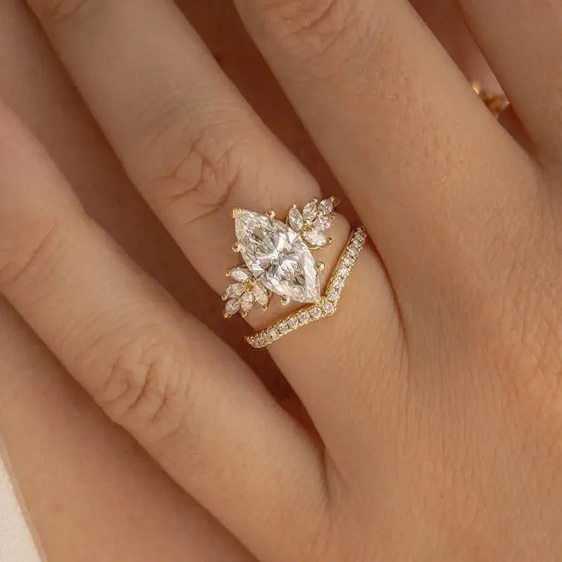 Prong-set marquise lab-grown diamond ring
