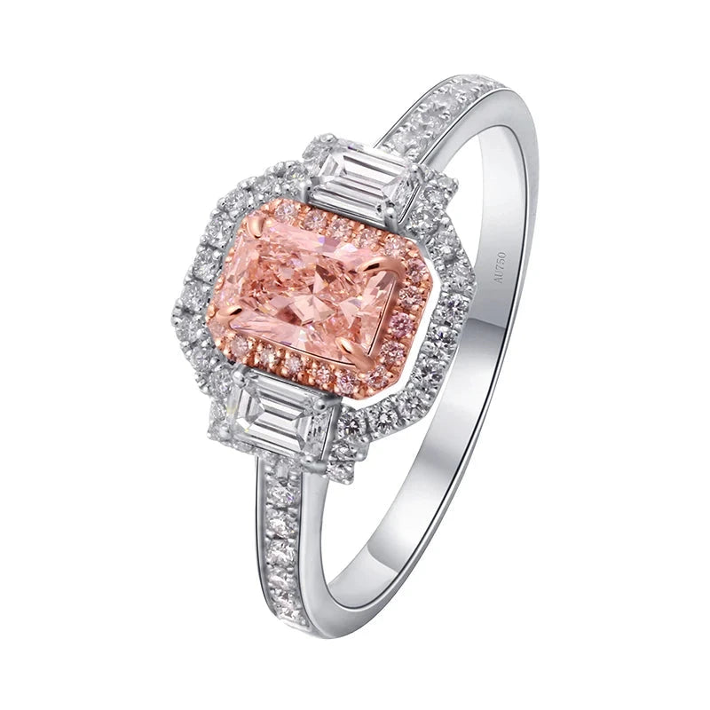 Fancy pink radiant-cut lab-grown diamond accent ring