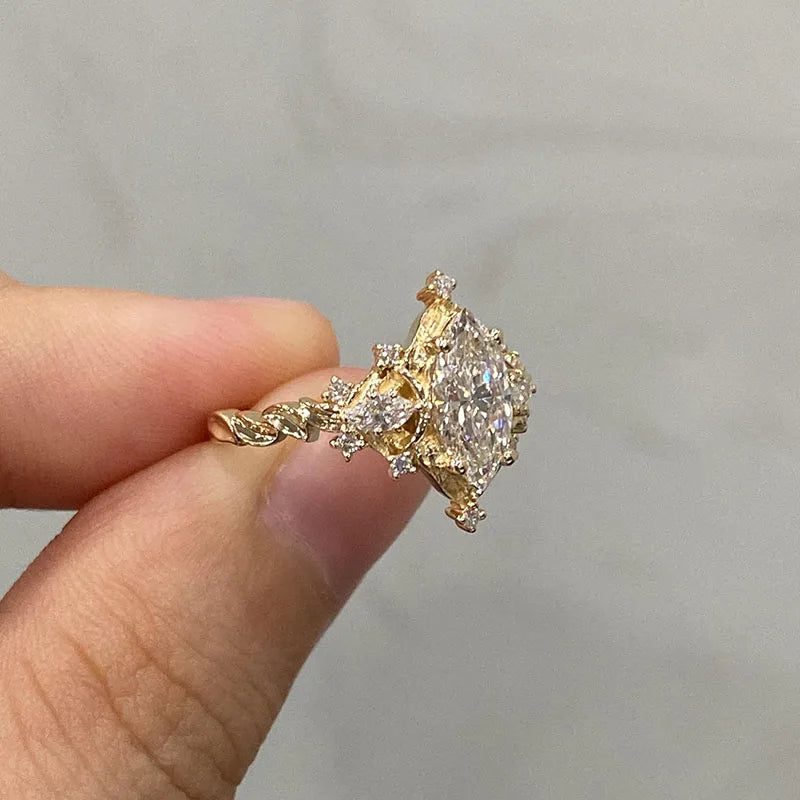 Lab-grown marquise diamond ring