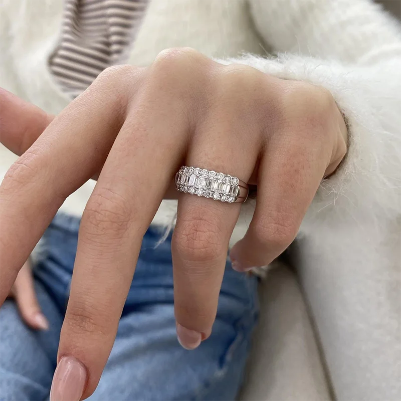 Gold mixed-cut lab-grown diamond ring