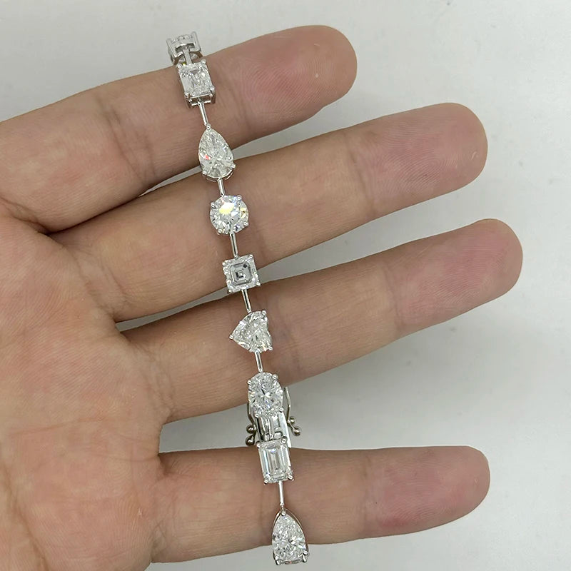 Oval heart round and emerald diamond bracelet
