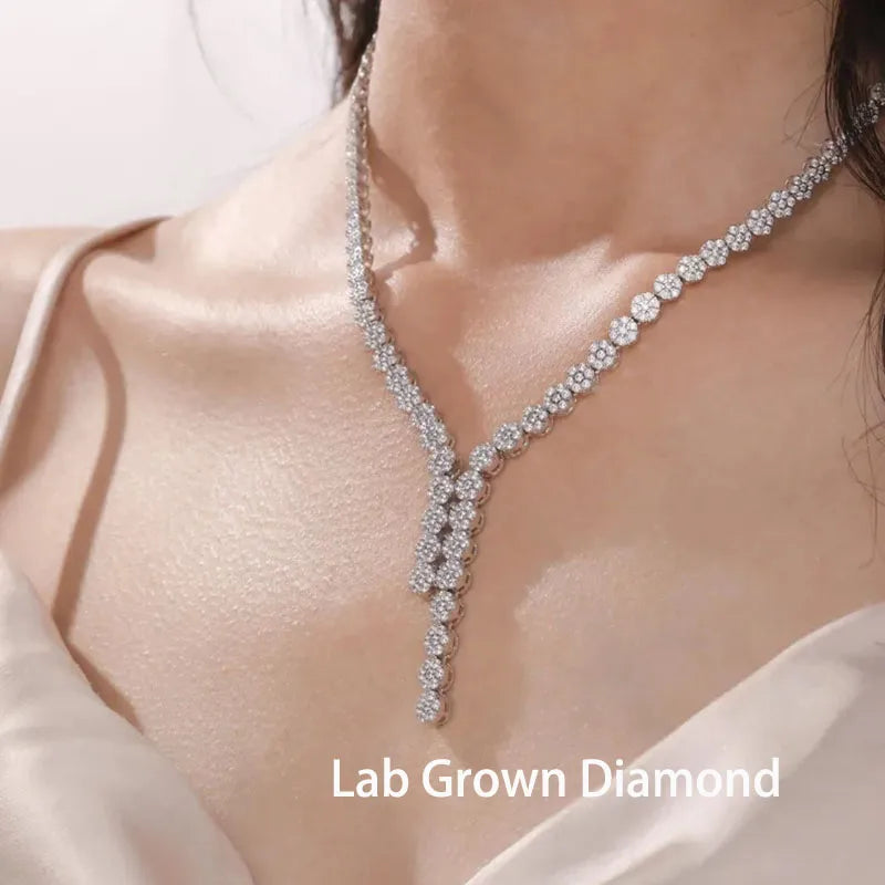 Round lab-grown diamond tennis necklace