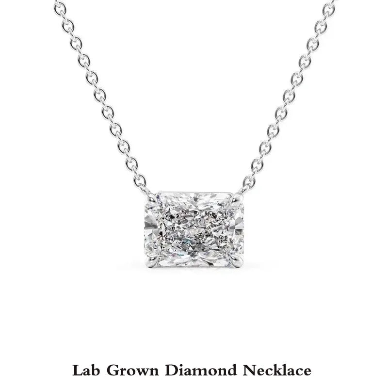 Radiant-cut lab-grown diamond solitaire pendant necklace