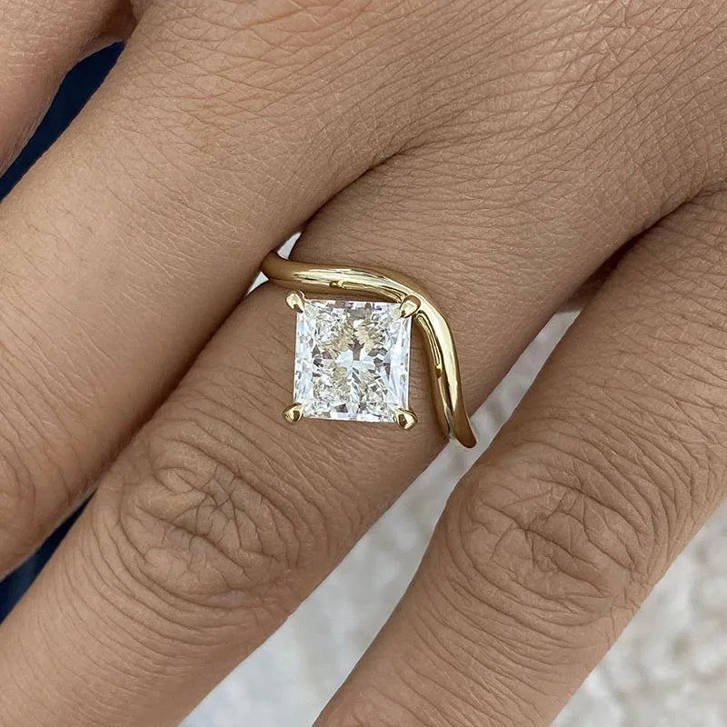 Princess-cut lab-grown diamond engagement ring