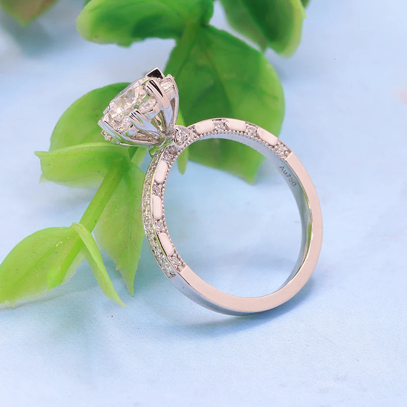 Flower-inspired lab-grown diamond engagement ring with accents