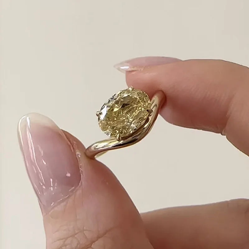 Oval lab-grown diamond accent ring