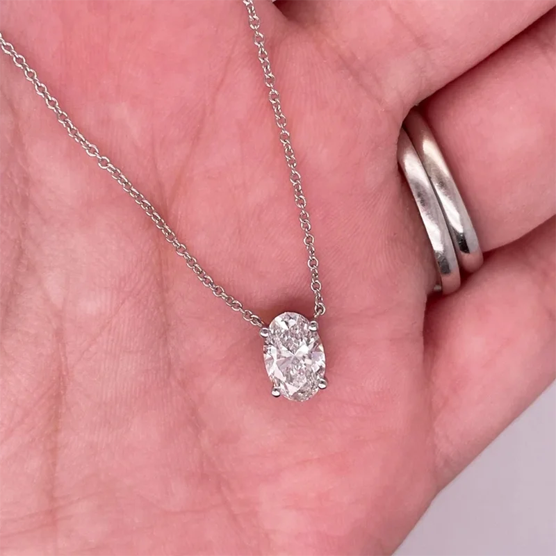 Oval diamond pendant necklace design