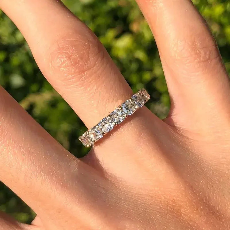 Cushion-cut lab-grown diamond eternity band