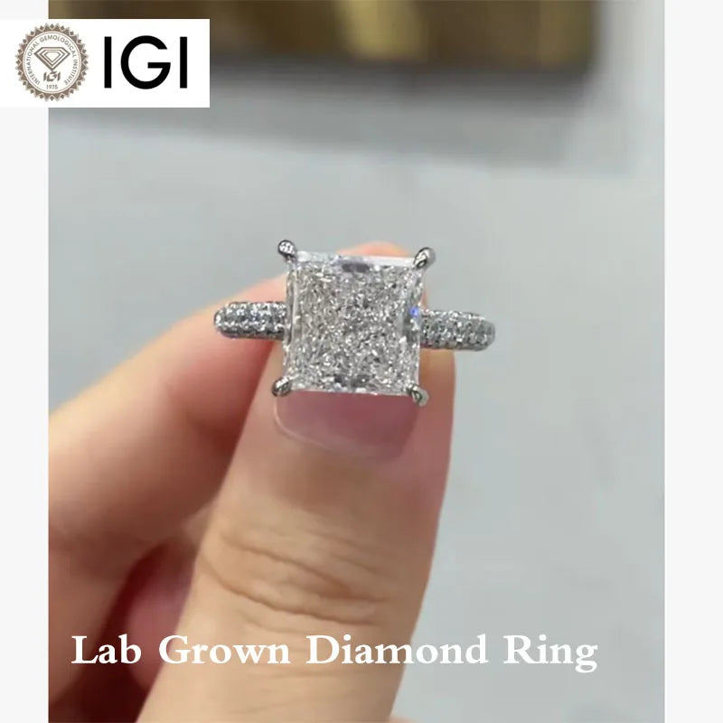 Five carat princess-cut lab-grown diamond accent ring