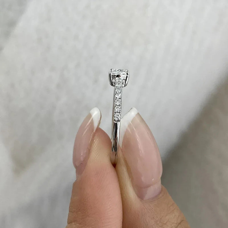 Pear lab-grown diamond ring with delicate side accents
