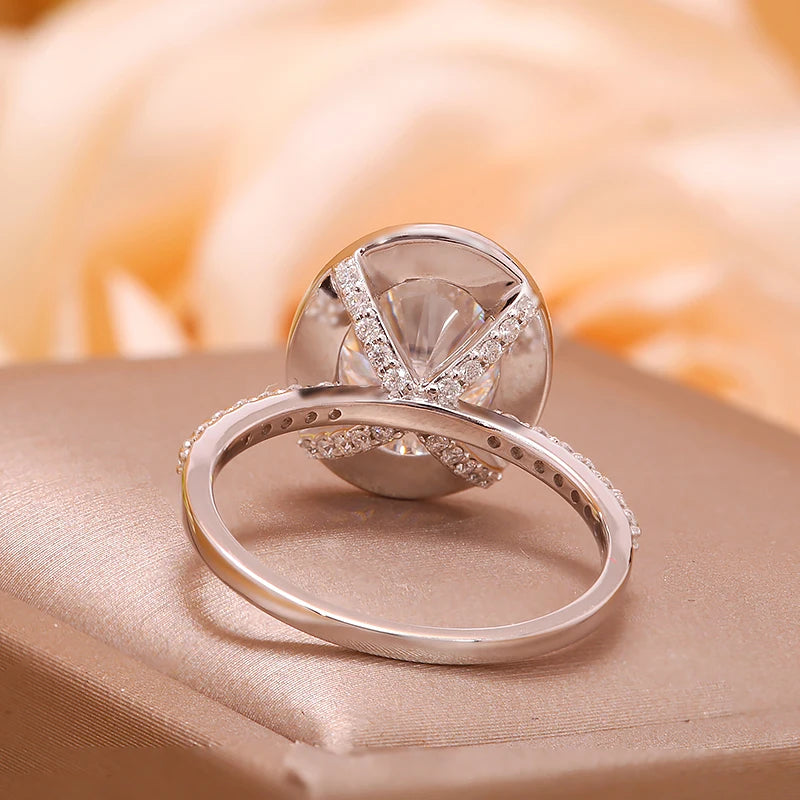 Prong-set oval lab-grown diamond ring