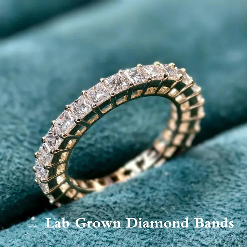 Princess-cut lab-grown diamond eternity ring in gold
