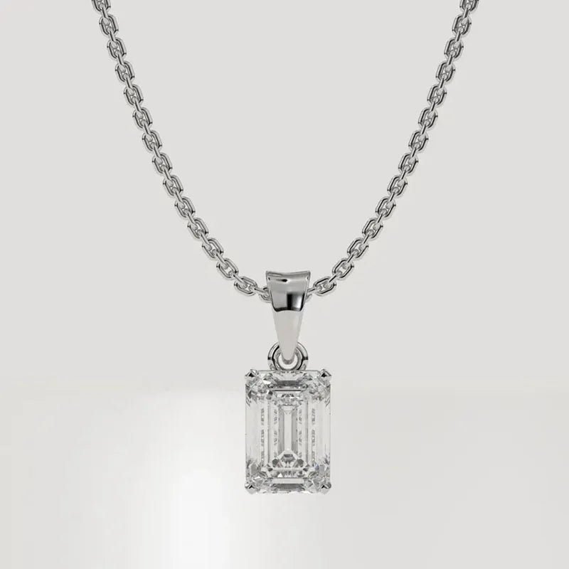 Step-cut lab-grown diamond necklace