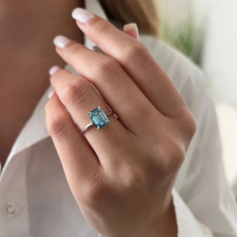 Two carat blue lab-grown diamond ring