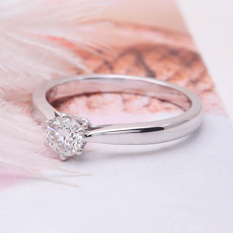 0.3 carat round lab-grown diamond ring with six-prong setting