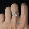 Asymmetric three-stone lab-grown diamond engagement ring