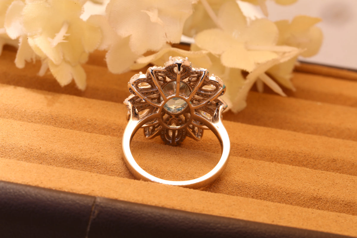 Gold floral lab-grown diamond ring