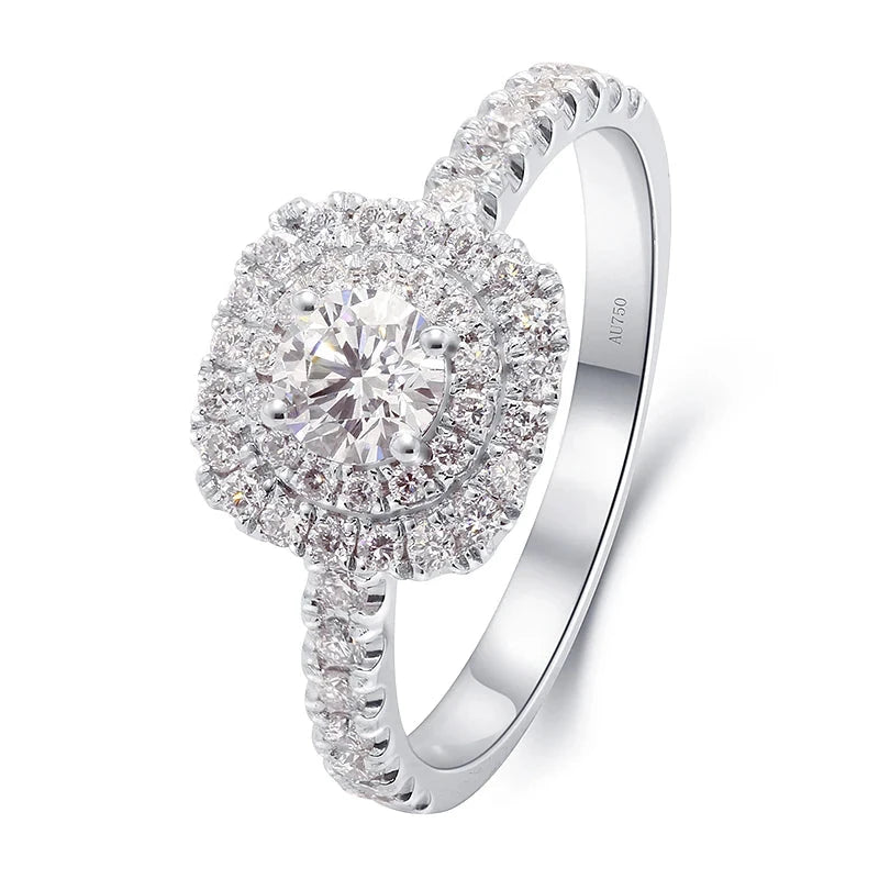 Round lab-grown diamond ring with accent stones