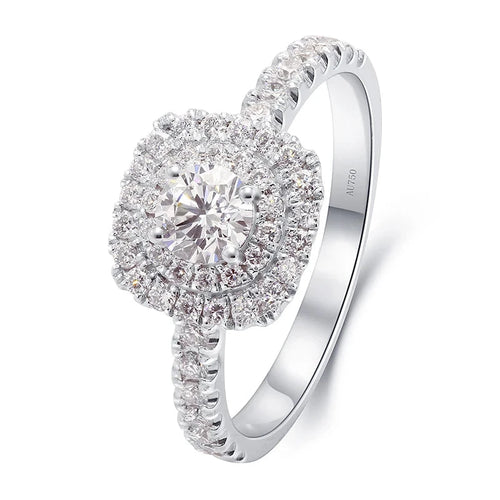 Round lab-grown diamond ring with accent stones