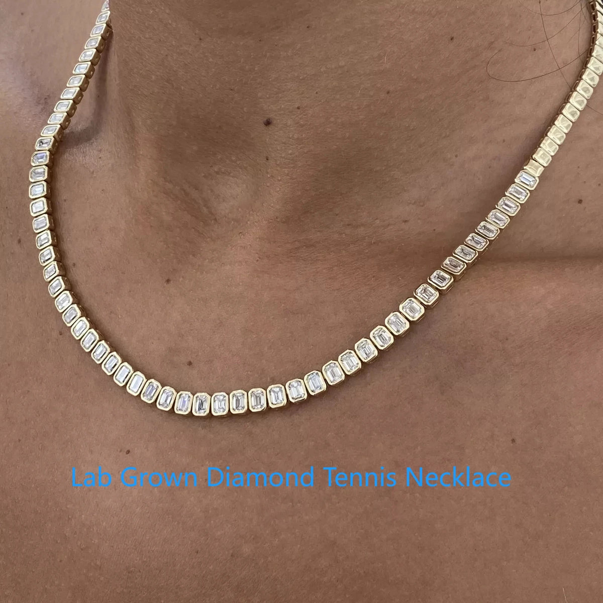 Lab-grown diamond bezel tennis necklace