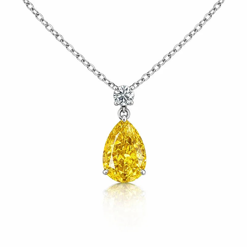 Yellow lab-grown diamond pendant necklace