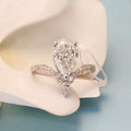 Pear-cut lab-grown diamond V-band engagement ring