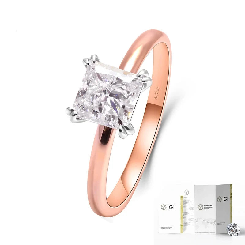 Gold ring with square princess diamond
