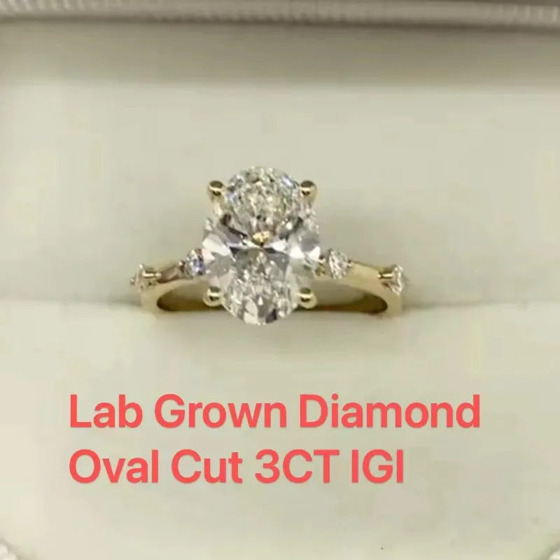 Oval-cut lab-grown diamond solitaire ring