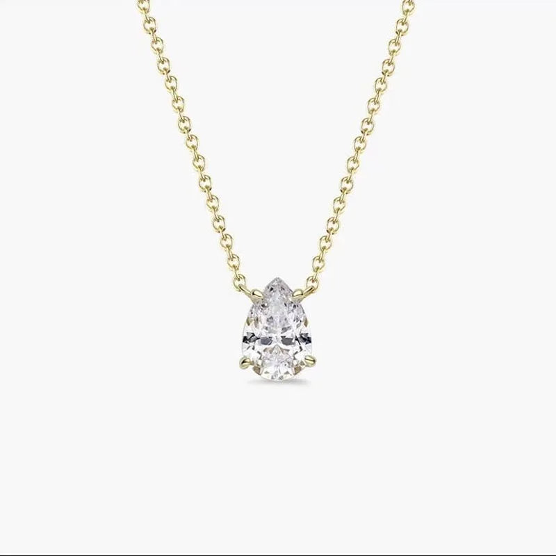 Pear-cut diamond pendant on fine chain