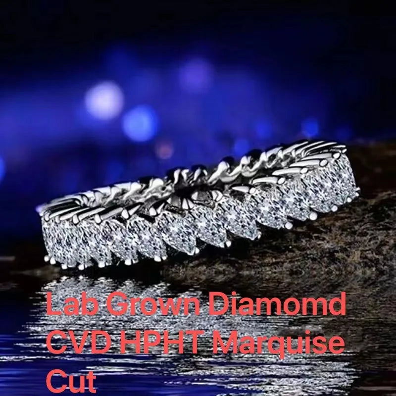 Marquise-cut lab-grown diamond wedding band