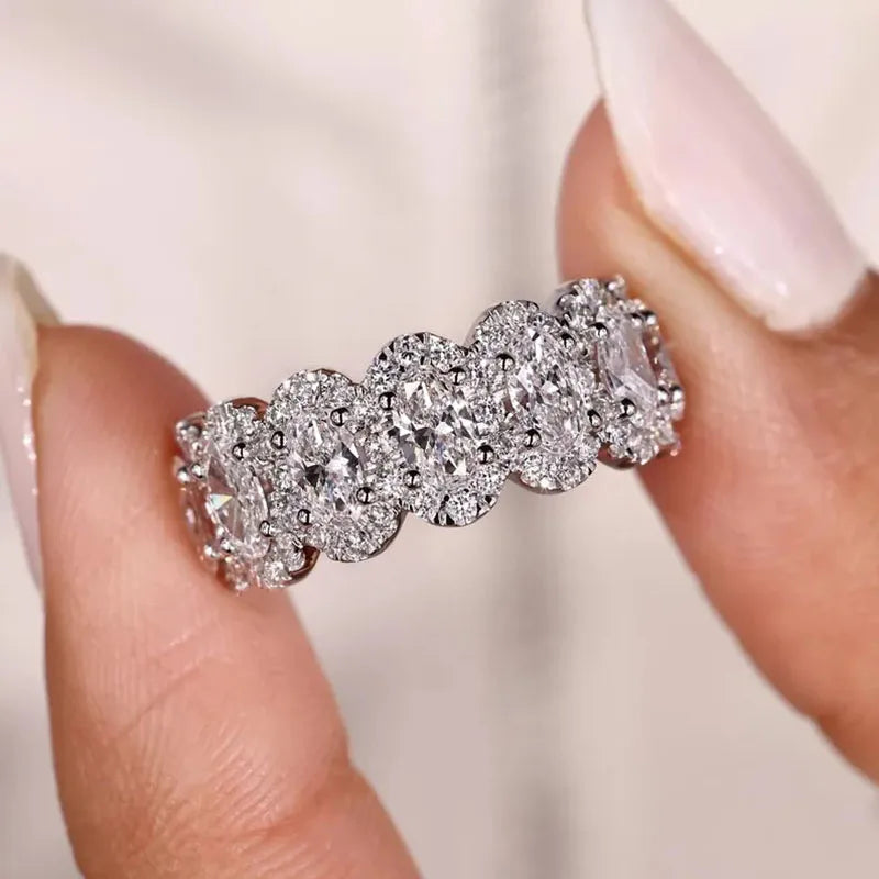 Seven-stone oval lab-grown diamond anniversary band
