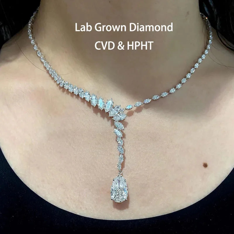 Pear and marquise lab-grown diamond pendant necklace