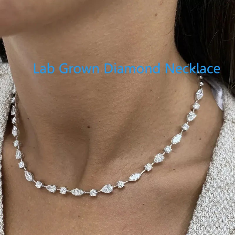 Pear round and marquise lab-grown diamond necklace