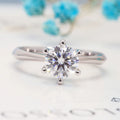 Round lab-grown diamond six-prong solitaire engagement ring