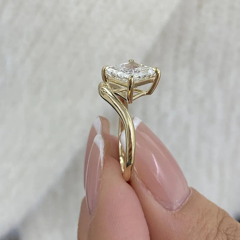 Square princess-cut diamond ring with accent stones