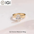 Oval lab-grown diamond wide-band ring