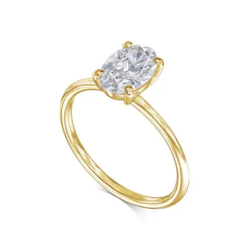 Oval lab-grown diamond ring with accent diamonds