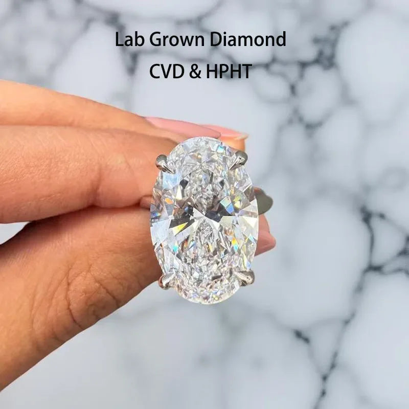 Ten carat oval lab-grown diamond ring