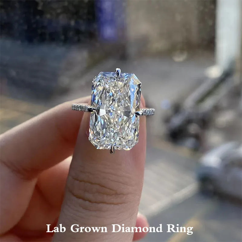 Ten carat radiant-cut lab-grown diamond ring
