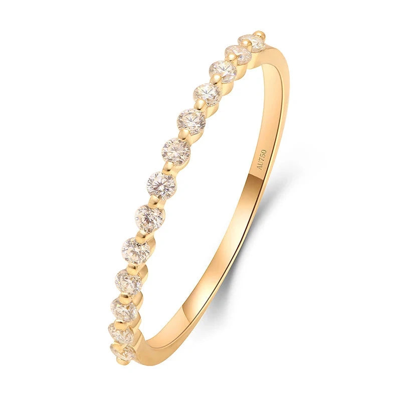 Slender stacking band with small round diamonds
