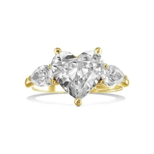 Gold heart and pear diamond engagement ring